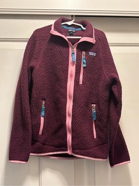 Patagonia kids’ retro pile fleece full zip, size M